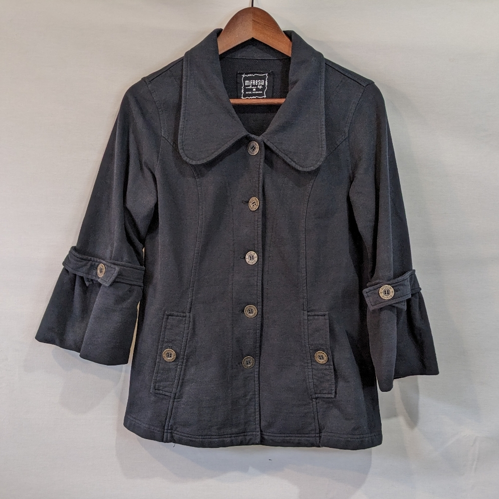 MiFresia 100% Cotton Button Front Sweater Jacket with Tulip Sleeves Size M